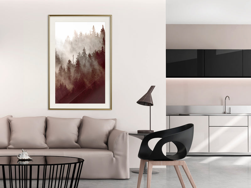 Poster - Forest Fog  - goud passepartout