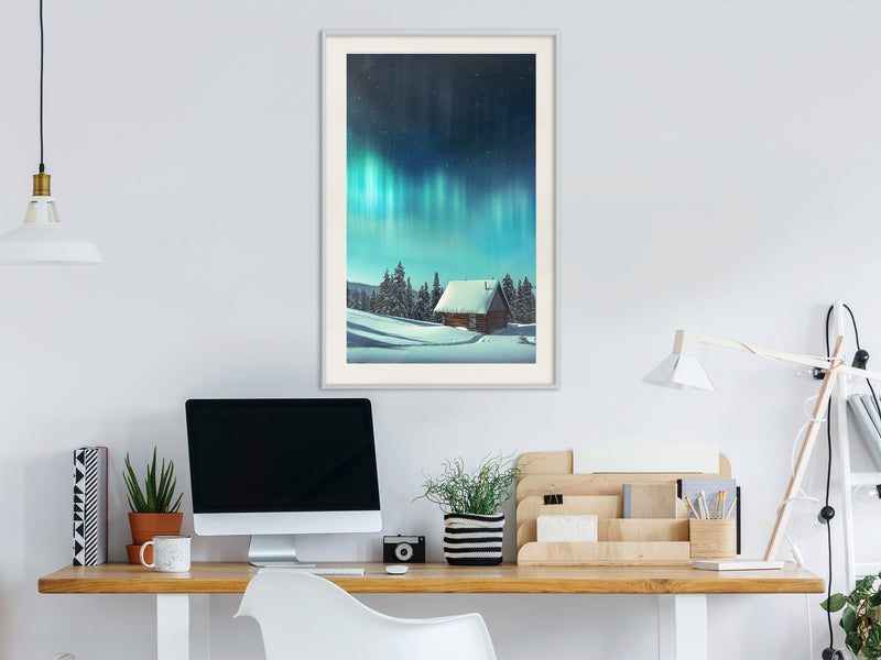 Poster - Evening in the Iceland  - wit passepartout