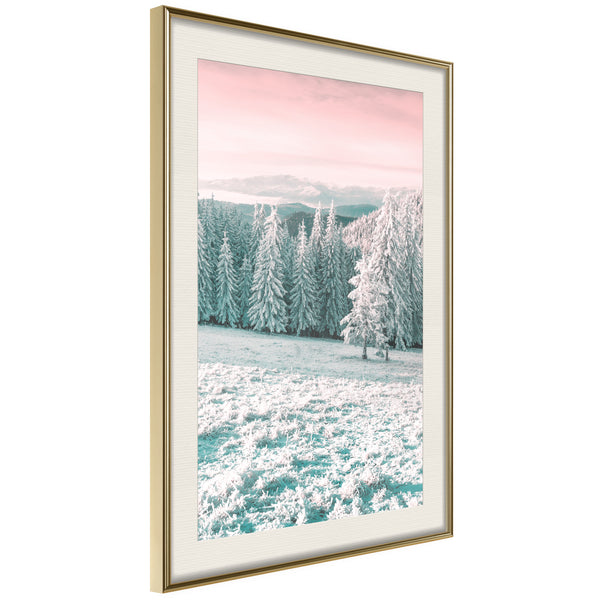 Poster - Frosty Landscape  - goud passepartout