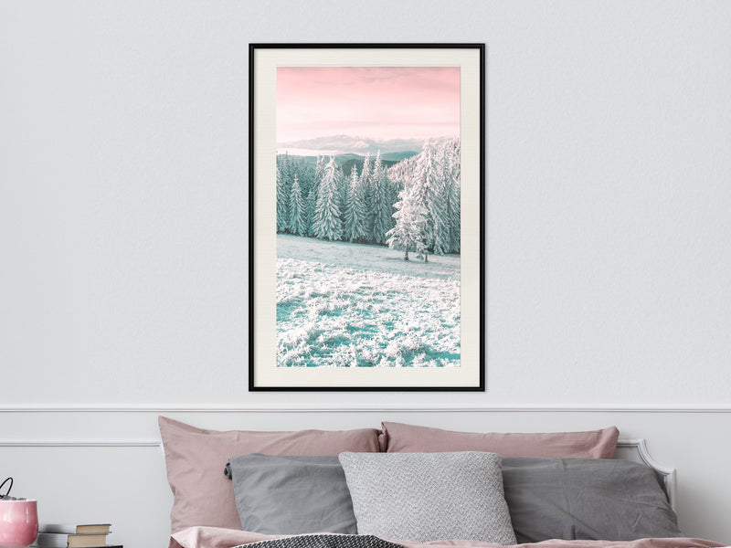 Poster - Frosty Landscape  - zwart passepartout