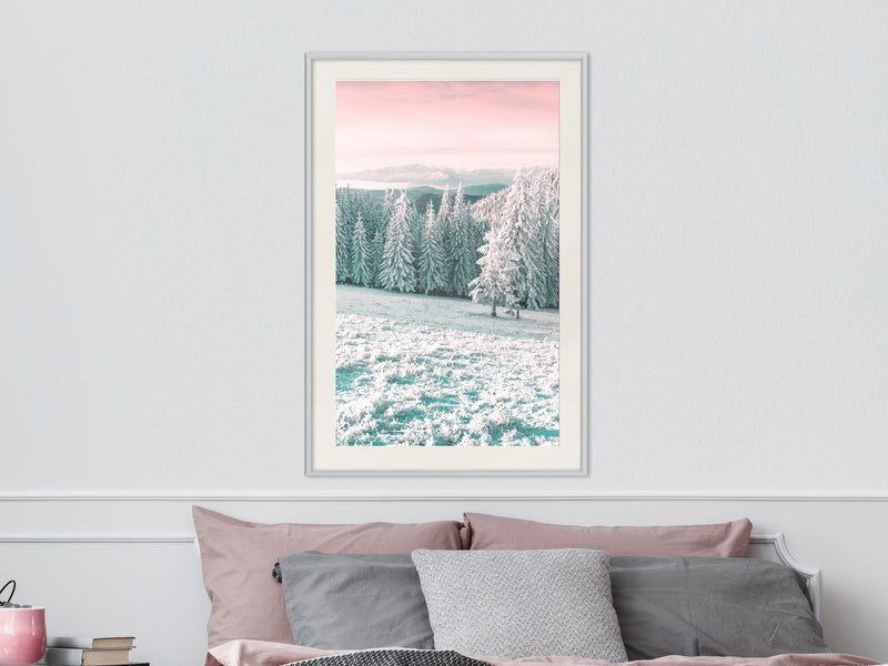 Poster - Frosty Landscape  - wit passepartout
