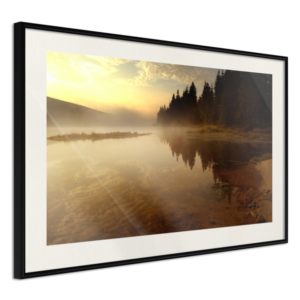 Poster - Fog Over the Water  - zwart passepartout