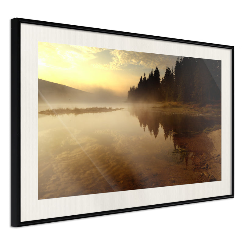 Poster - Fog Over the Water  - zwart passepartout