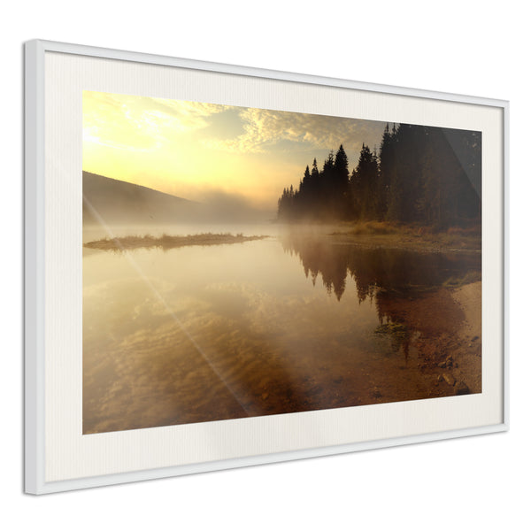 Poster - Fog Over the Water  - wit passepartout