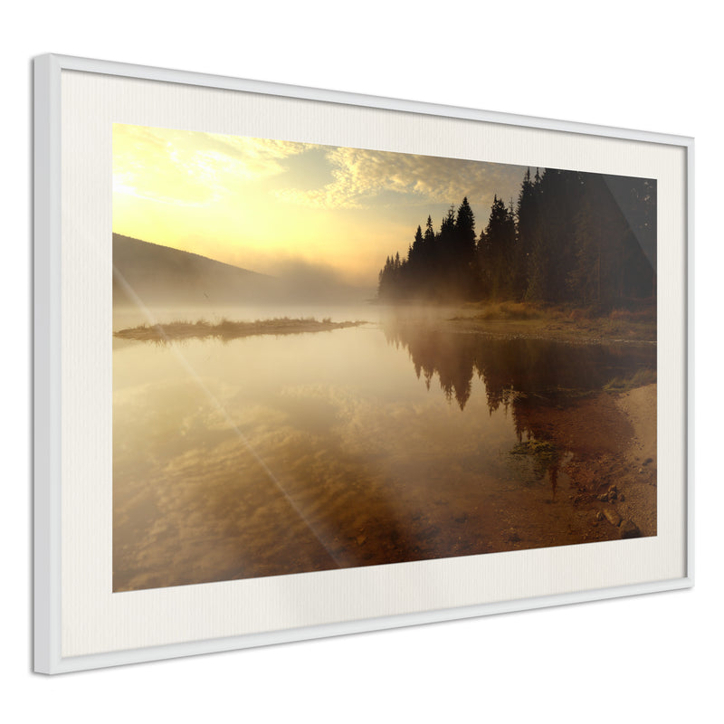 Poster - Fog Over the Water  - wit passepartout