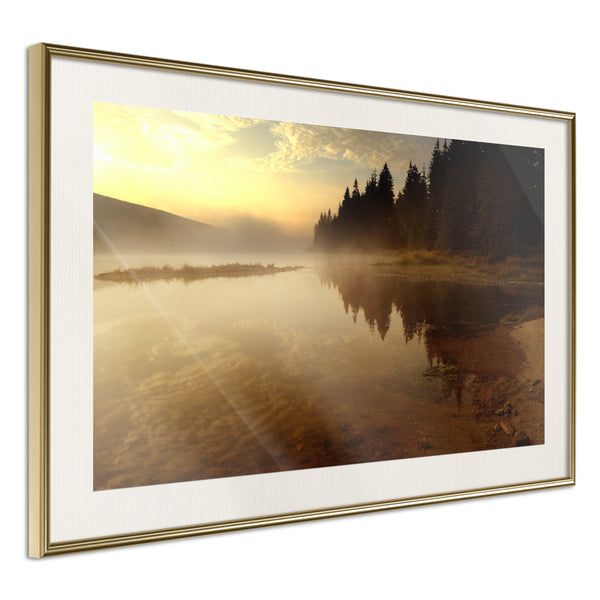 Poster - Fog Over the Water  - goud passepartout