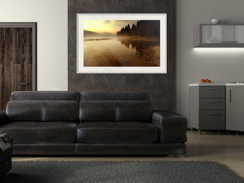 Poster - Fog Over the Water  - wit passepartout