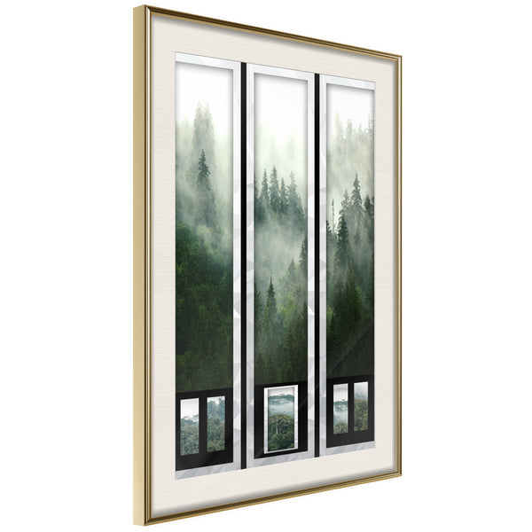 Poster - Eternal Forest  Triptych  - goud passepartout