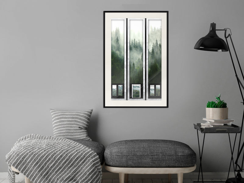 Poster - Eternal Forest  Triptych  - zwart passepartout