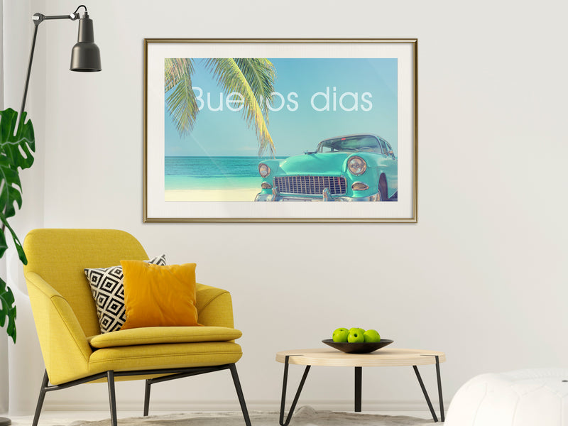 Poster - Welcome to Paradise  - goud passepartout