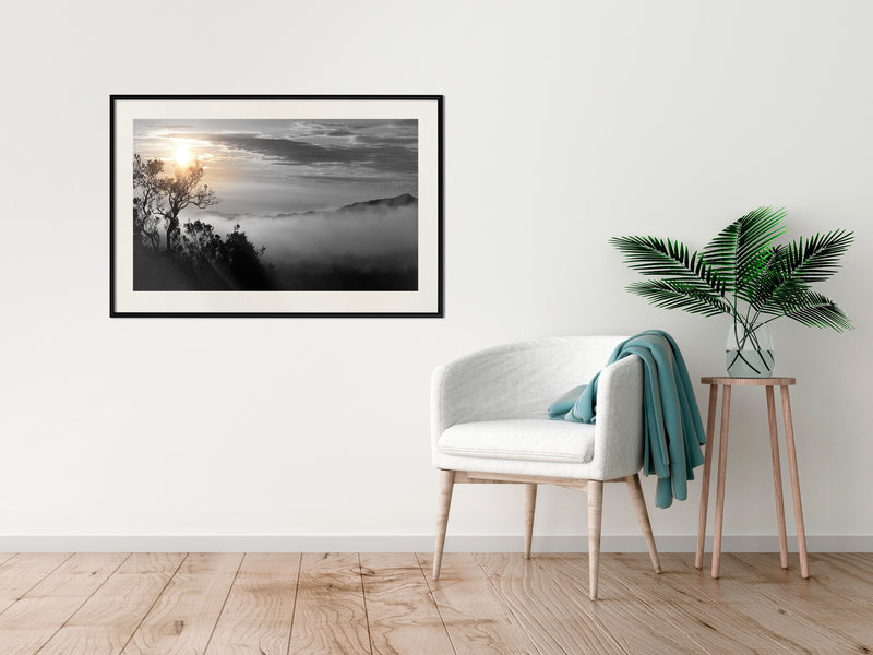 Poster - Fog Valley  - zwart passepartout