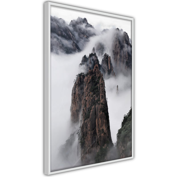Poster - Clouds Pierced by Mountain Peaks  - wit