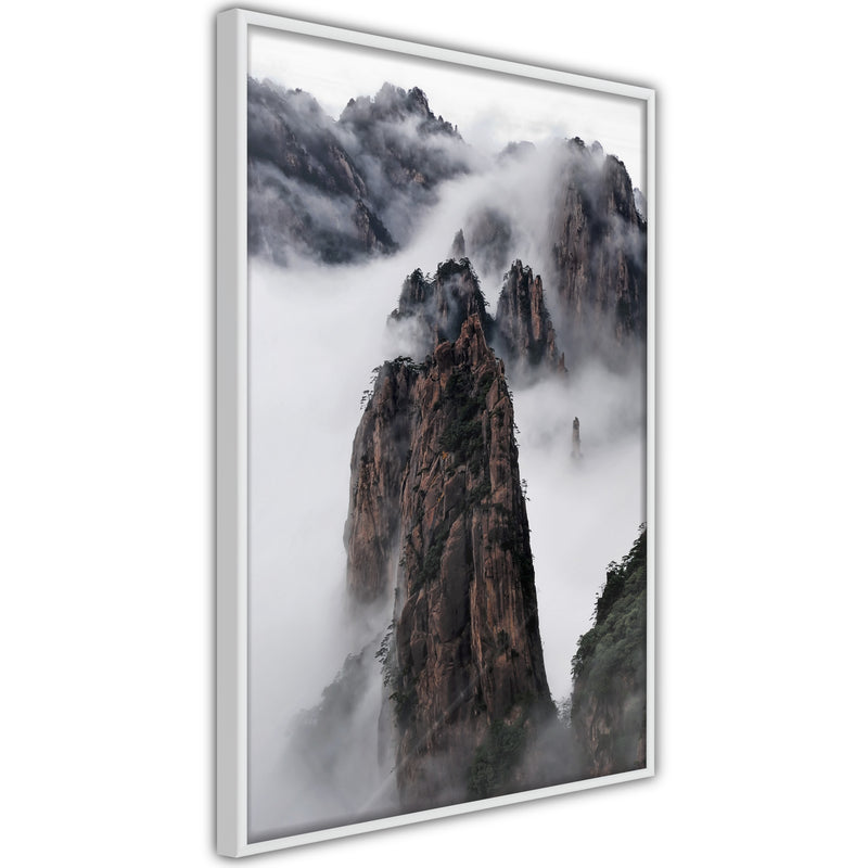 Poster - Clouds Pierced by Mountain Peaks  - wit