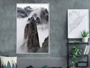 Poster - Clouds Pierced by Mountain Peaks  - wit