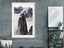 Poster - Clouds Pierced by Mountain Peaks  - wit passepartout