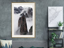 Poster - Clouds Pierced by Mountain Peaks  - goud passepartout