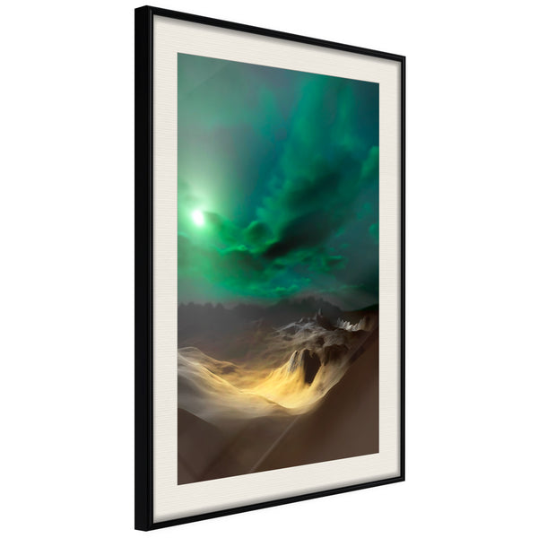 Poster - Green Moon  - zwart passepartout
