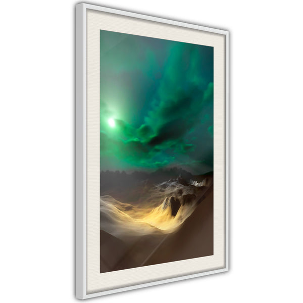 Poster - Green Moon  - wit passepartout