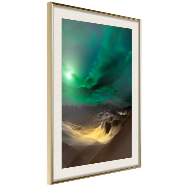 Poster - Green Moon  - goud passepartout