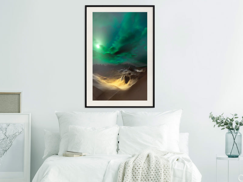 Poster - Green Moon  - zwart passepartout