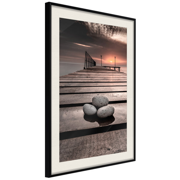 Poster - Stones on the Pier  - zwart passepartout
