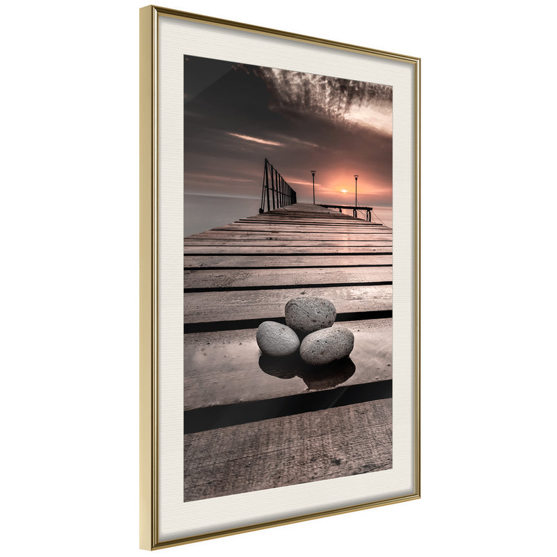 Poster - Stones on the Pier  - goud passepartout