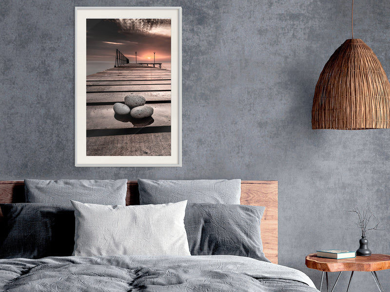 Poster - Stones on the Pier  - wit passepartout