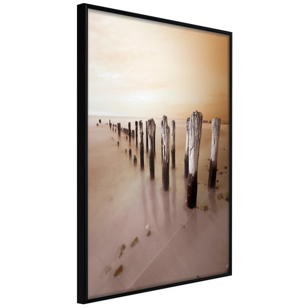 Poster - Breakwater in Sepia  - zwart