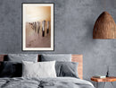 Poster - Breakwater in Sepia  - zwart passepartout