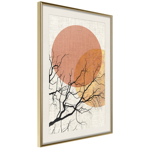 Poster - Gloomy Tree  - goud passepartout