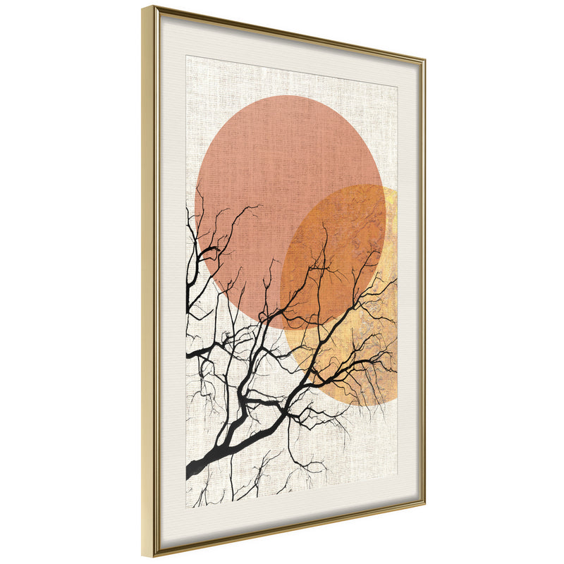 Poster - Gloomy Tree  - goud passepartout