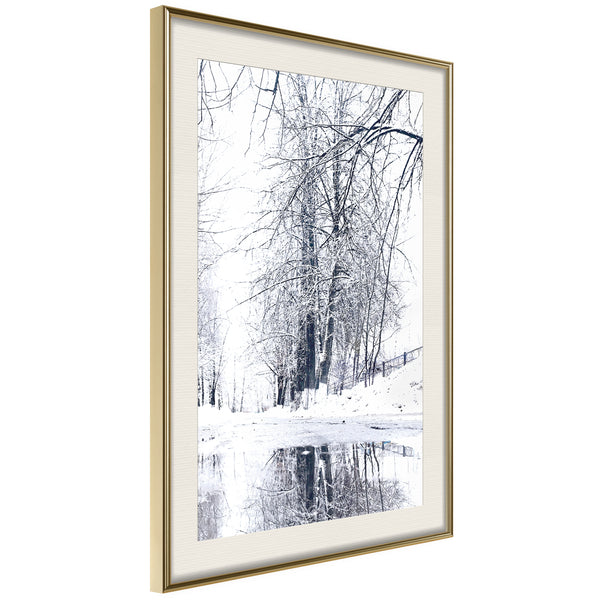 Poster - Snowy Park  - goud passepartout