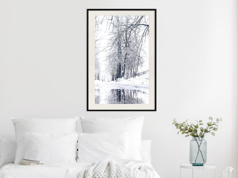 Poster - Snowy Park  - zwart passepartout