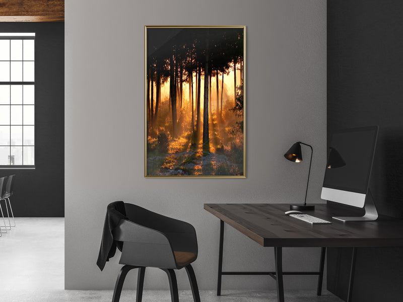Poster - Dark Tree Tops  - goud