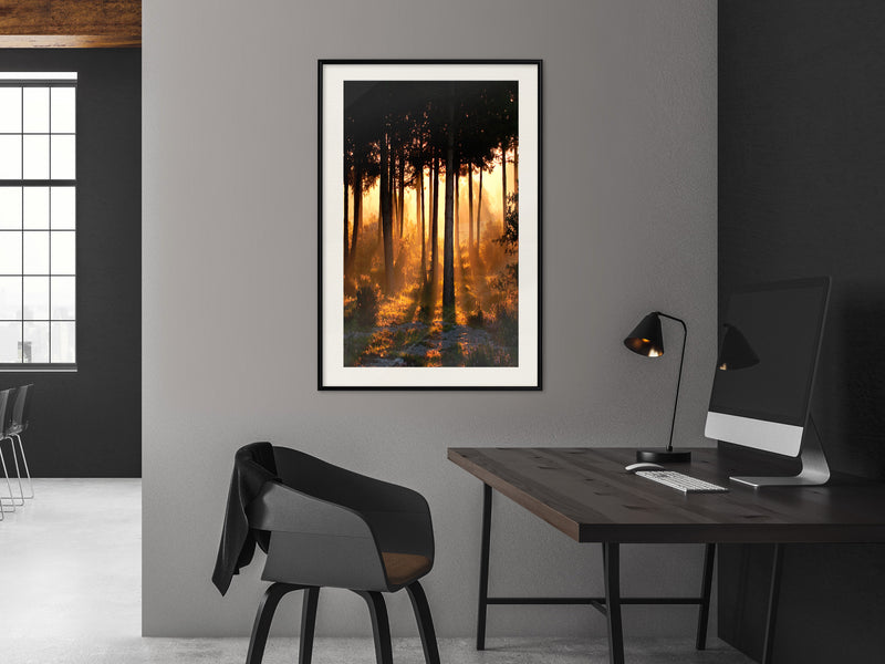 Poster - Dark Tree Tops  - zwart passepartout