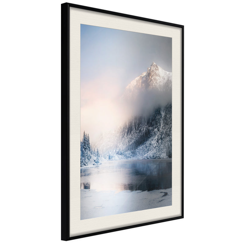 Poster - Winter in the Mountains  - zwart passepartout