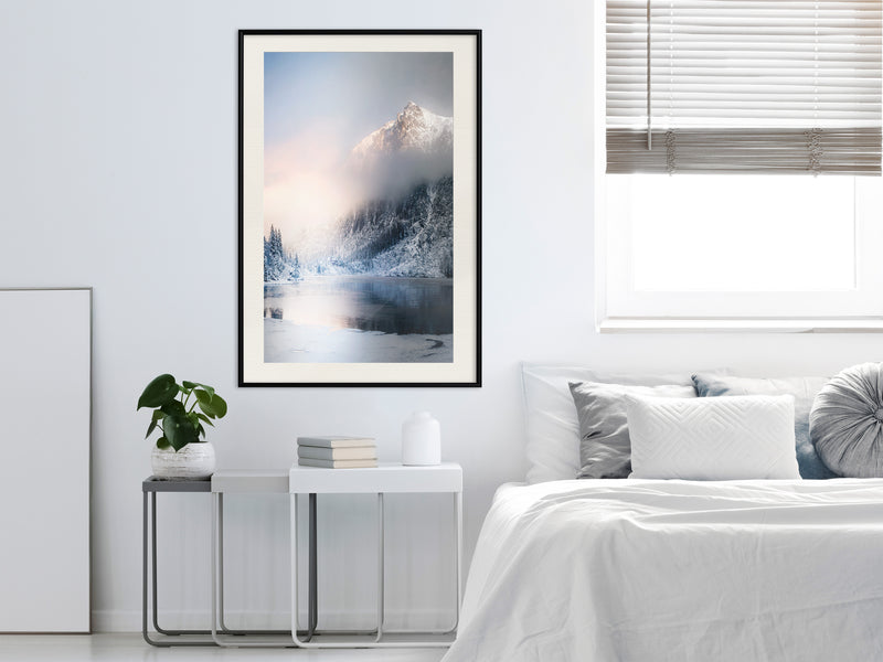 Poster - Winter in the Mountains  - zwart passepartout