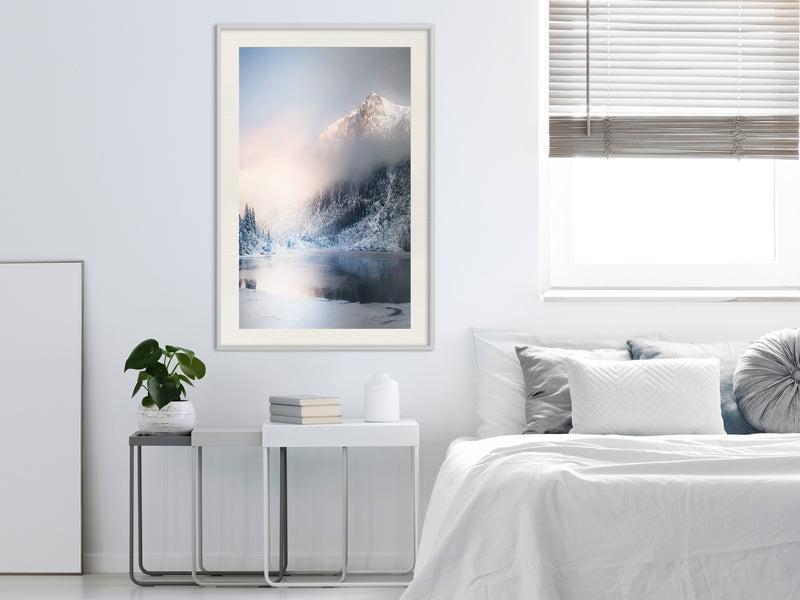 Poster - Winter in the Mountains  - wit passepartout