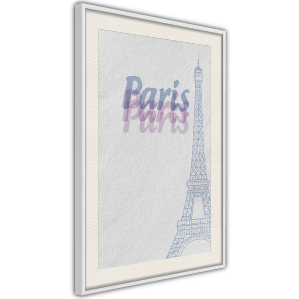 Poster - Pastel Paris  - wit passepartout