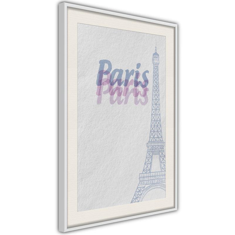 Poster - Pastel Paris  - wit passepartout