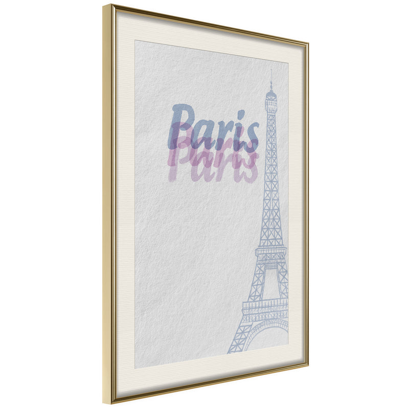 Poster - Pastel Paris  - goud passepartout