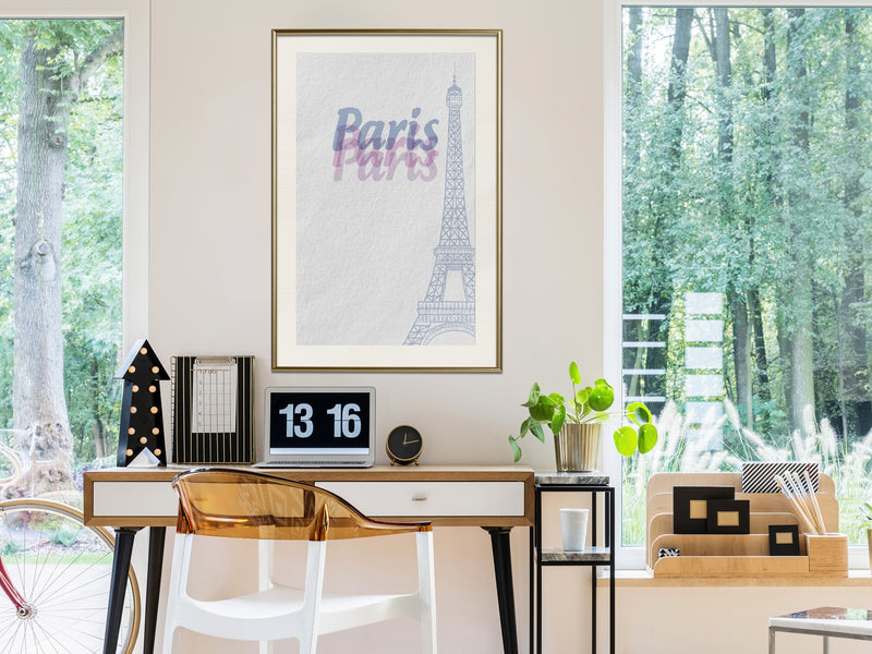 Poster - Pastel Paris  - goud passepartout