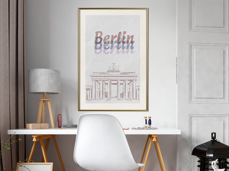Poster - Pastel Berlin  - goud passepartout