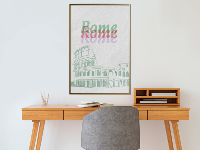 Poster - Pastel Rome  - goud