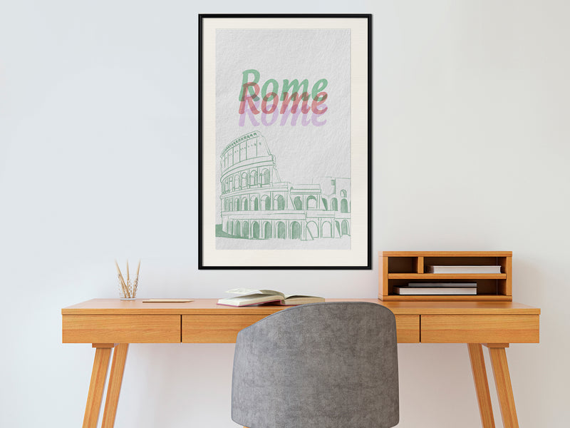 Poster - Pastel Rome  - zwart passepartout