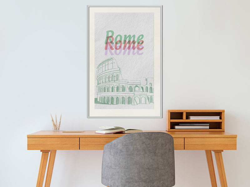 Poster - Pastel Rome  - wit passepartout