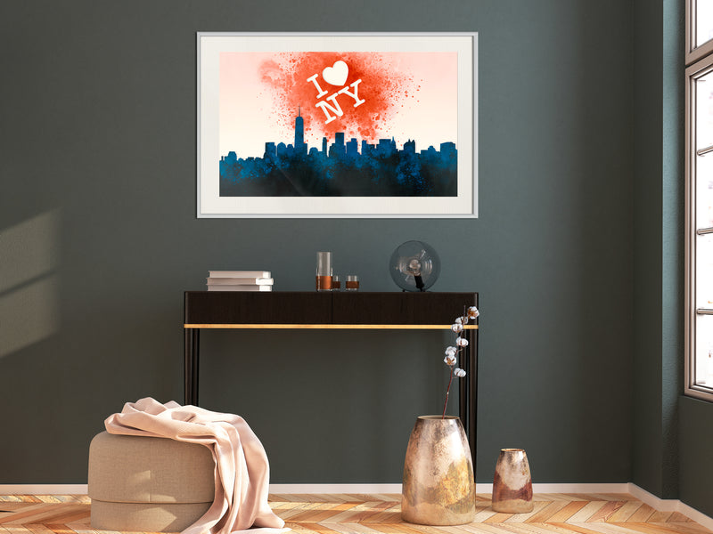 Poster - Inscription Above the City  - wit passepartout