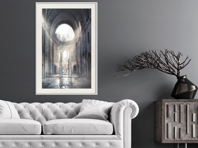 Poster - Ruins of a Cathedral  - wit passepartout