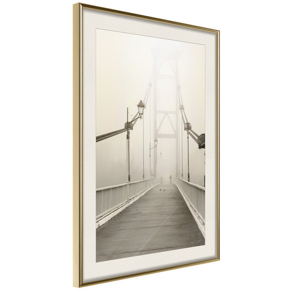 Poster - Bridge Disappearing into Fog  - goud passepartout