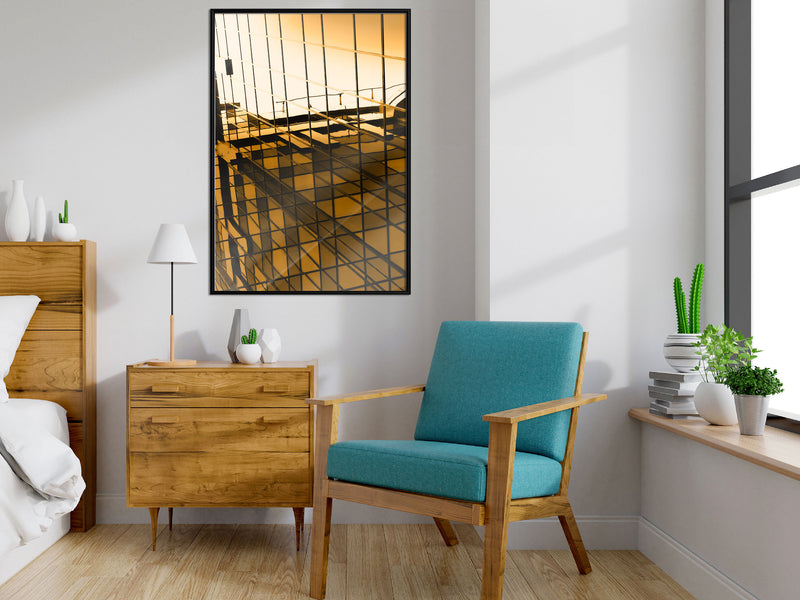 Poster - Steel and Glass (Yellow)  - zwart